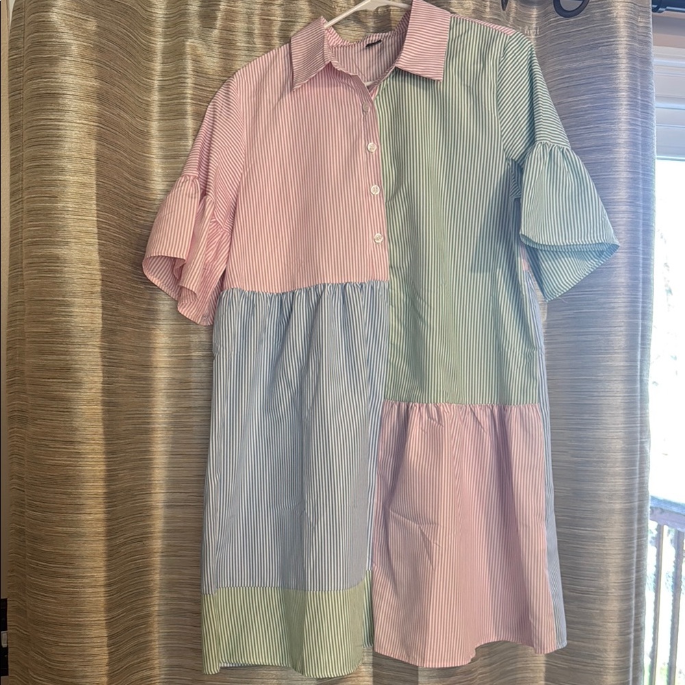 Colorful Striped Patchwork Dress